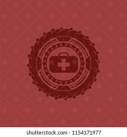 medical briefcase icon inside realistic red emblem