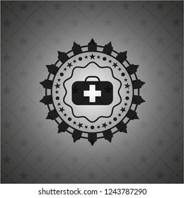 medical briefcase icon inside realistic dark emblem
