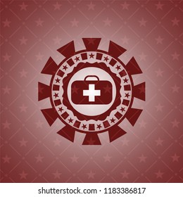 medical briefcase icon inside red emblem