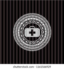 medical briefcase icon inside silver badge or emblem
