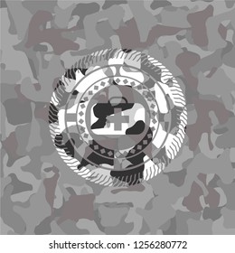 medical briefcase icon on grey camo texture
