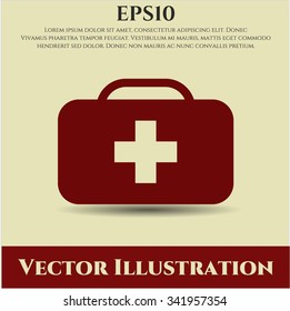 Medical briefcase vector icon or symbol