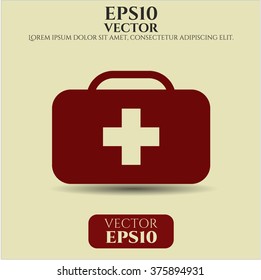 Medical briefcase vector icon or symbol