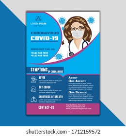 Medical Brochure. Corona virus flyer template, COVID- 19, A4 flyer design template. Leaflets a4 Template. Cover Book and Magazine. Annual Report Vector illustration - Vector.