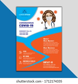 Medical Brochure. corona virus flyer template, COVID- 19, A4 flyer design template. Leaflets a4 Template. Cover Book and Magazine. Annual Report Vector illustration - Vector.