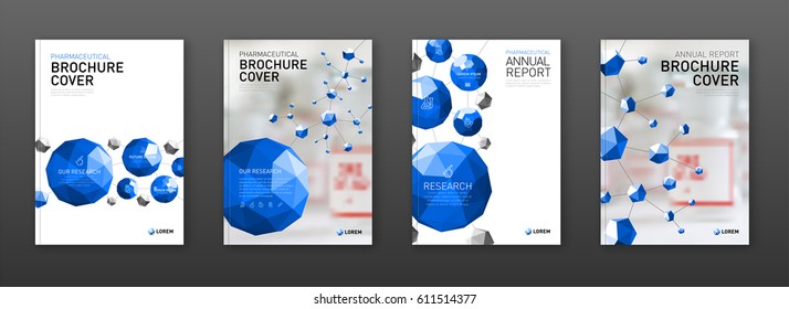 Medical brochure cover templates set. Applicable for annual report, catalog, leaflet, flyer or poster for pharmacy business.