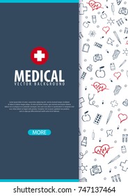 Medical Brochure Design Template. Flyer with inline medicine icons, Modern Infographic Concept for annual report. Vector