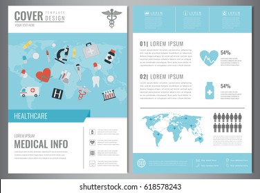 Medical Brochure Design Template. Healthcare and Medical concept. Flyer with medicine icons. Vector 