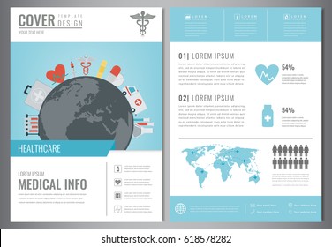 Medical Brochure Design Template. Healthcare and Medical concept. Flyer with medicine icons. Vector 