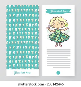 Medical brochure design template with tooth fairy.