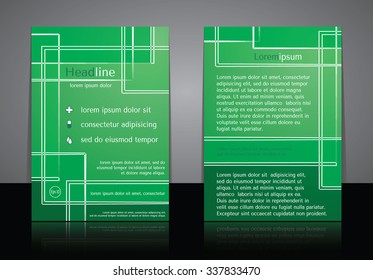 Medical brochure design template. Vector leaflet flyers template. Abstract green background.