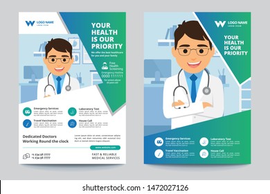Medical Brochure. Flyer Design. Leaflets a4 Template. Cover Book and Magazine. Annual Report Vector illustration - Vector
