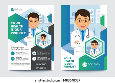 Medical Brochure. Flyer Design. Leaflets a4 Template. Cover Book and Magazine. Annual Report Vector illustration - Vector
