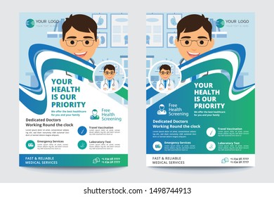 Medical Brochure. Flyer Design. Leaflets a4 Template. Cover Book and Magazine. Annual Report Vector illustration - Vector

