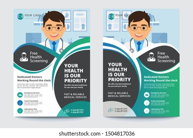 Medical Brochure. Flyer Design. Leaflets a4 Template. Cover Book and Magazine. Annual Report Vector illustration - Vector
