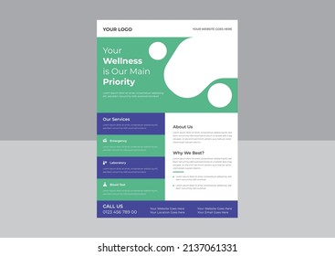 Medical Brochure Flyer Template Design - A4 Medical Brochure Flyer Layout,  Medical Health Care Flyer Brochure Template Design, Medical Flyer poster Pamphlet Brochure Cover Design.