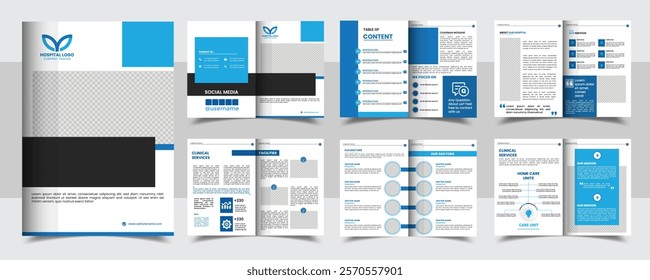 medical brochure template, Healthcare annual report, Hospital business profile template layout a4 size 