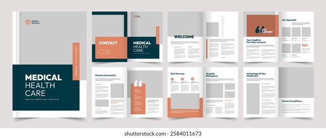 Medical Brochure Template, Hospital Brochure Layout, A4 Template, 12 Page