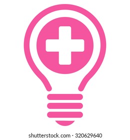 Medical Bulb vector icon. Style is flat symbol, pink color, rounded angles, white background.