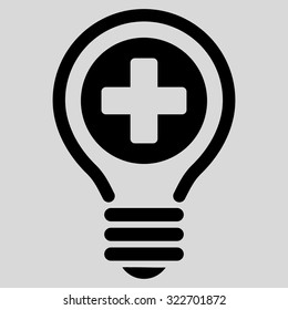 Medical Bulb vector icon. Style is flat symbol, black color, rounded angles, light gray background.