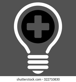 Medical Bulb vector icon. Style is bicolor flat symbol, black and white colors, rounded angles, gray background.