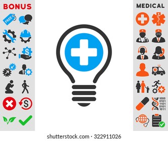 Medical Bulb vector icon. Style is bicolor flat symbol, blue and gray colors, rounded angles, white background.