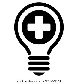 Medical Bulb vector icon. Style is flat symbol, black color, rounded angles, white background.