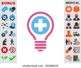 Medical Bulb vector icon. Style is bicolor flat symbol, pink and blue colors, rounded angles, white background.
