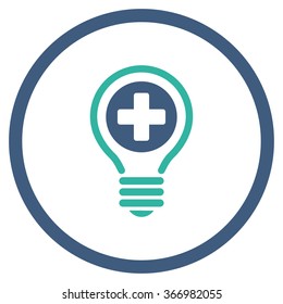 Medical Bulb vector icon. Style is bicolor flat circled symbol, cobalt and cyan colors, rounded angles, white background.