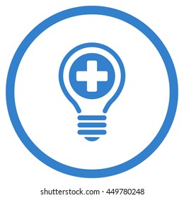 Medical Bulb vector icon. Style is flat circled symbol, cobalt color, rounded angles, white background.