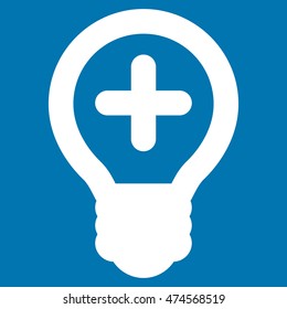 Medical Bulb vector icon. Style is stroke flat icon symbol, white color, blue background.