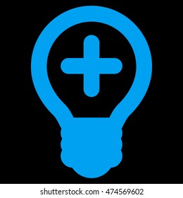 Medical Bulb vector icon. Style is contour flat icon symbol, blue color, black background.