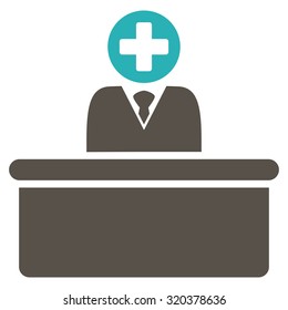 Medical Bureaucrat vector icon. Style is bicolor flat symbol, grey and cyan colors, rounded angles, white background.