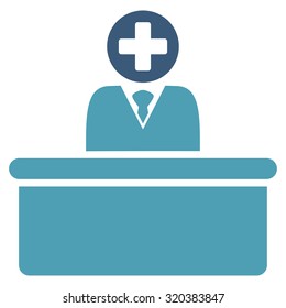 Medical Bureaucrat vector icon. Style is bicolor flat symbol, cyan and blue colors, rounded angles, white background.