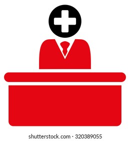 Medical Bureaucrat vector icon. Style is bicolor flat symbol, intensive red and black colors, rounded angles, white background.