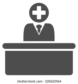 Medical Bureaucrat Vector Icon. Style Is Flat Symbol, Gray Color, Rounded Angles, White Background.