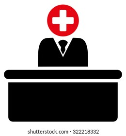 Medical Bureaucrat vector icon. Style is bicolor flat symbol, intensive red and black colors, rounded angles, white background.