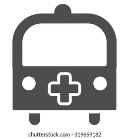 Medical Bus vector icon. Style is flat symbol, gray color, rounded angles, white background.