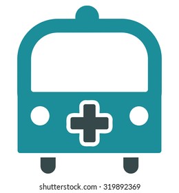 Medical Bus vector icon. Style is bicolor flat symbol, soft blue colors, rounded angles, white background.