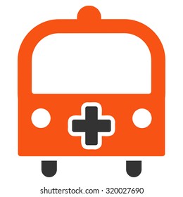 Medical Bus vector icon. Style is bicolor flat symbol, orange and gray colors, rounded angles, white background.
