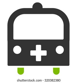 Medical Bus vector icon. Style is bicolor flat symbol, eco green and gray colors, rounded angles, white background.