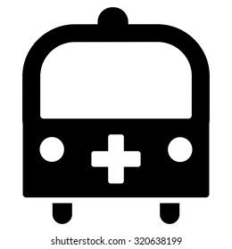 Medical Bus vector icon. Style is flat symbol, black color, rounded angles, white background.