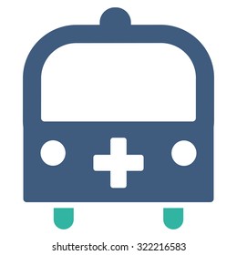 Medical Bus vector icon. Style is bicolor flat symbol, cobalt and cyan colors, rounded angles, white background.
