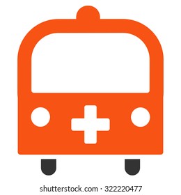 Medical Bus vector icon. Style is bicolor flat symbol, orange and gray colors, rounded angles, white background.