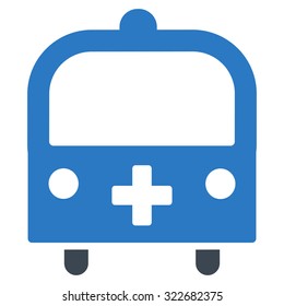 Medical Bus vector icon. Style is bicolor flat symbol, smooth blue colors, rounded angles, white background.