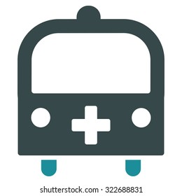Medical Bus vector icon. Style is bicolor flat symbol, soft blue colors, rounded angles, white background.