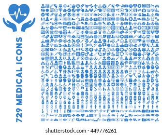 Medical Business And Doctor Vector Icon Set. Style Is Cobalt Flat Icons Isolated On A White Background.