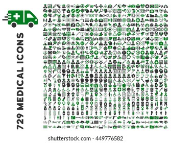 Medical business and doctor vector icon clipart. Style is bicolor green and gray flat pictograms isolated on a white background.