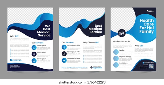 Medical Business Flyer poster pamphlet brochure cover design layout background, two colors scheme, vector template in A4 size - Vector