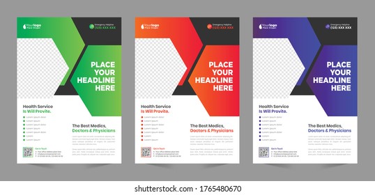 Medical Business Flyer poster pamphlet brochure cover design layout background, two colors scheme, vector template in A4 size - Vector